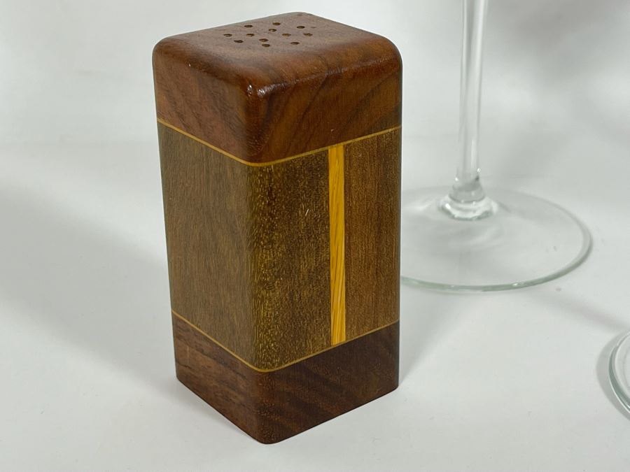 (5) Handblown Art Glass Stemware Glasses 8H, Mid-Century Cheese Slicer From Sweden And Pair Of Wooden Salt & Pepper Shakers [Photo 8]