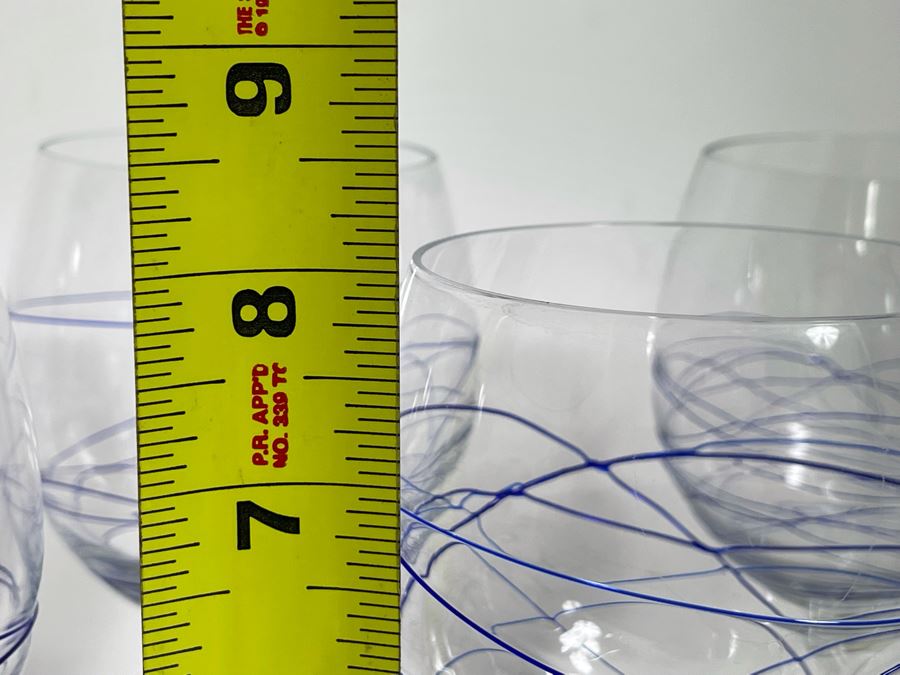 (5) Handblown Art Glass Stemware Glasses 8H, Mid-Century Cheese Slicer From Sweden And Pair Of Wooden Salt & Pepper Shakers [Photo 10]