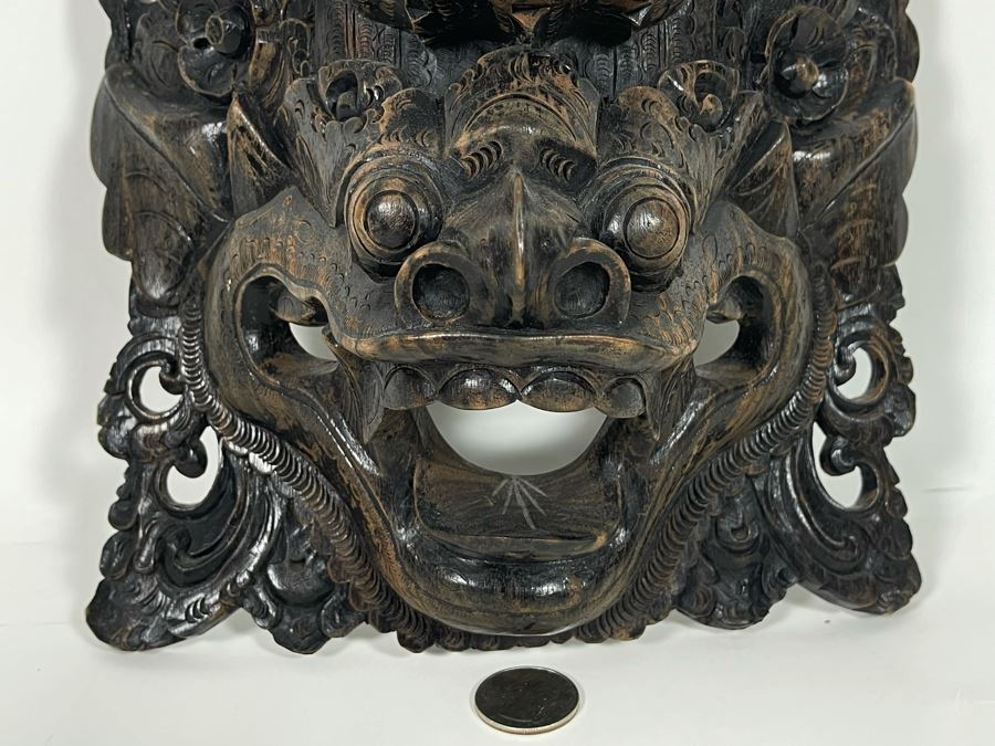 Hand Carved Wooden Far Eastern Mask 8W X 9H X 4D [Photo 4]