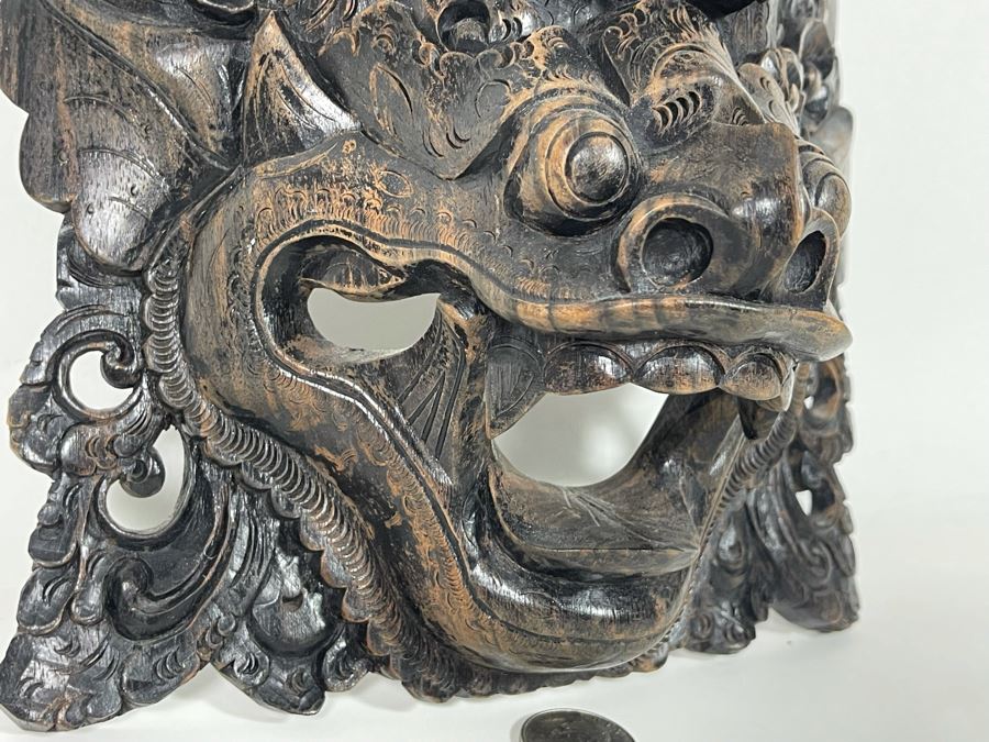 Hand Carved Wooden Far Eastern Mask 8W X 9H X 4D [Photo 5]