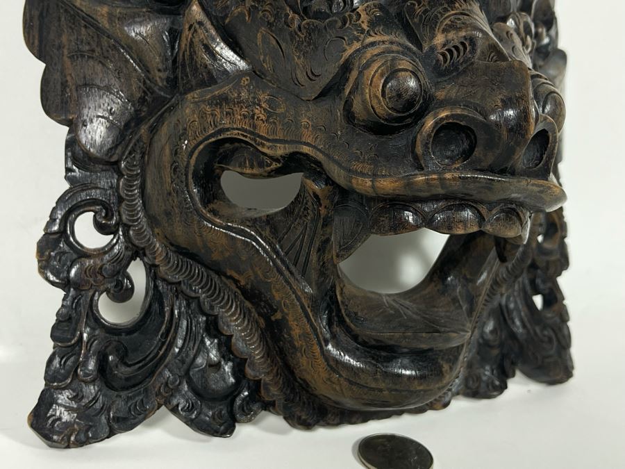 Hand Carved Wooden Far Eastern Mask 8W X 9H X 4D [Photo 6]