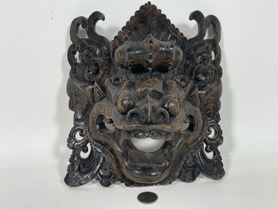 Hand Carved Wooden Far Eastern Mask 8W X 9H X 4D [Photo 3]