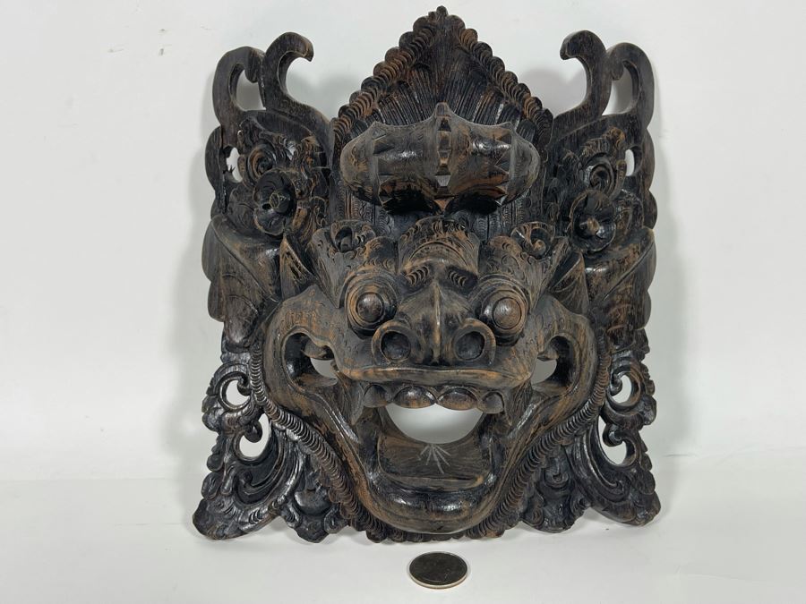 Hand Carved Wooden Far Eastern Mask 8W X 9H X 4D [Photo 2]