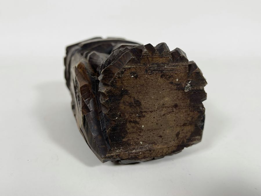 Small Hand Carved Wooden Face Sculpture 5H [Photo 6]