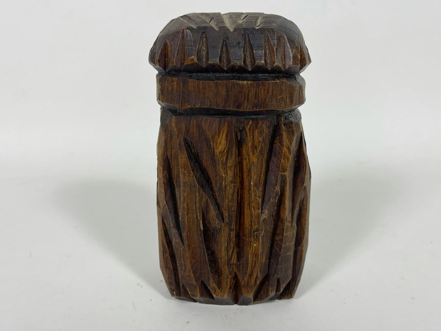 Small Hand Carved Wooden Face Sculpture 5H [Photo 5]