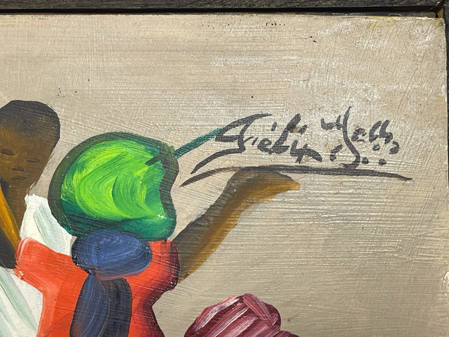 Felix Jean (Haitian, 1929-1978) Large Original Oil Painting On Masonite 24 X 48 [Photo 11]