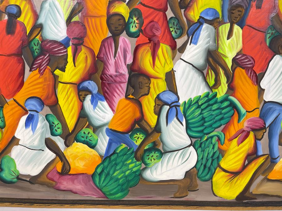 Felix Jean (Haitian, 1929-1978) Large Original Oil Painting On Masonite 24 X 48 [Photo 6]