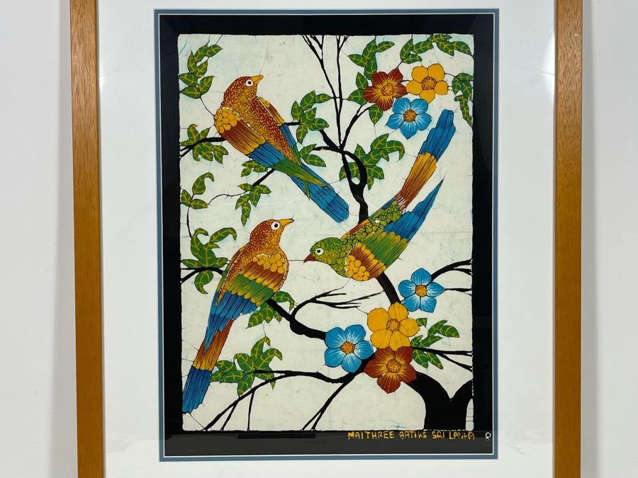 Vintage Original Sri Lanka Batik Painting Framed 25 X 31 [Photo 5]