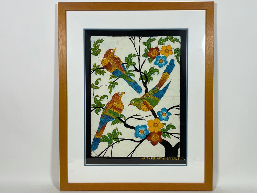 Vintage Original Sri Lanka Batik Painting Framed 25 X 31 [Photo 4]