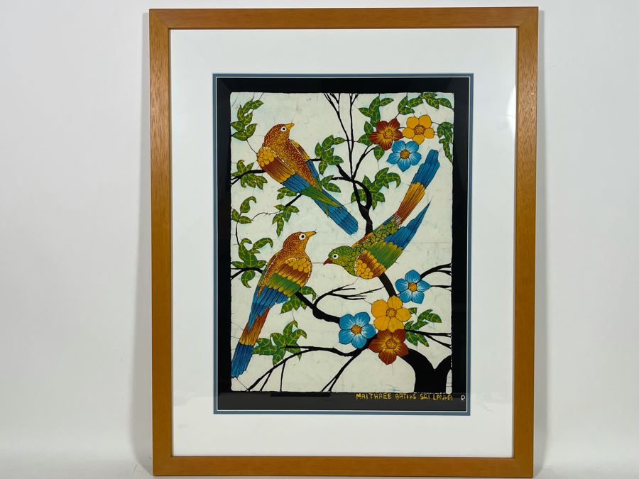 Vintage Original Sri Lanka Batik Painting Framed 25 X 31 [Photo 3]
