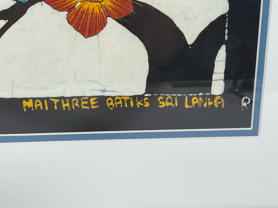 Vintage Original Sri Lanka Batik Painting Framed 25 X 31 [Photo 8]