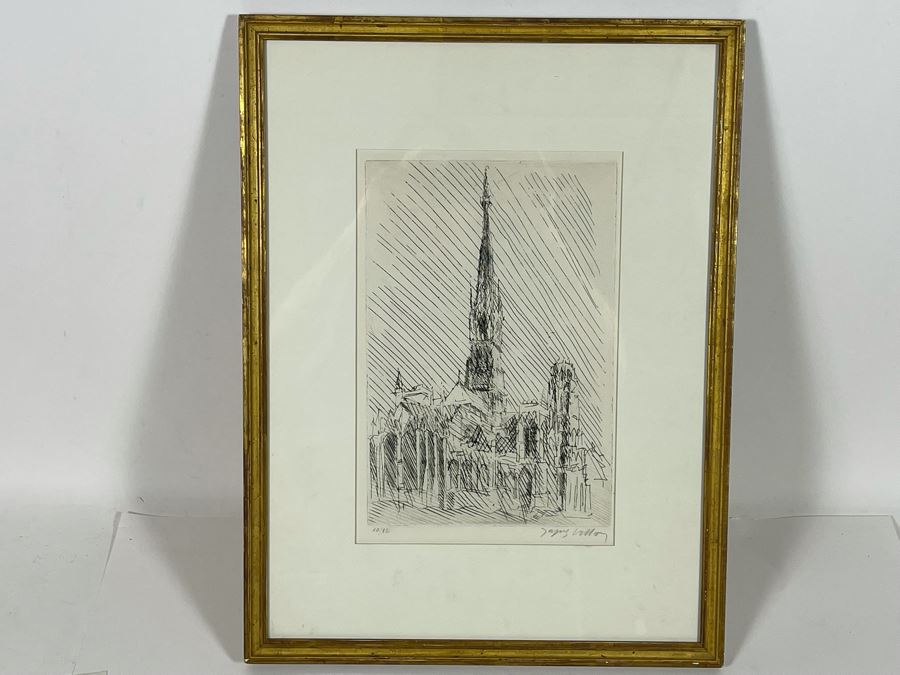 Jacques Villon (1875-1963) 1948 Limited Edition Cubism Etching Titled 'La Cathedrale De Rouen' 10 Of 12 Hand Signed Purchased In 1973 At M. Knoedler & Co New York, NY Framed 15.5 X 20.5 [Photo 2]