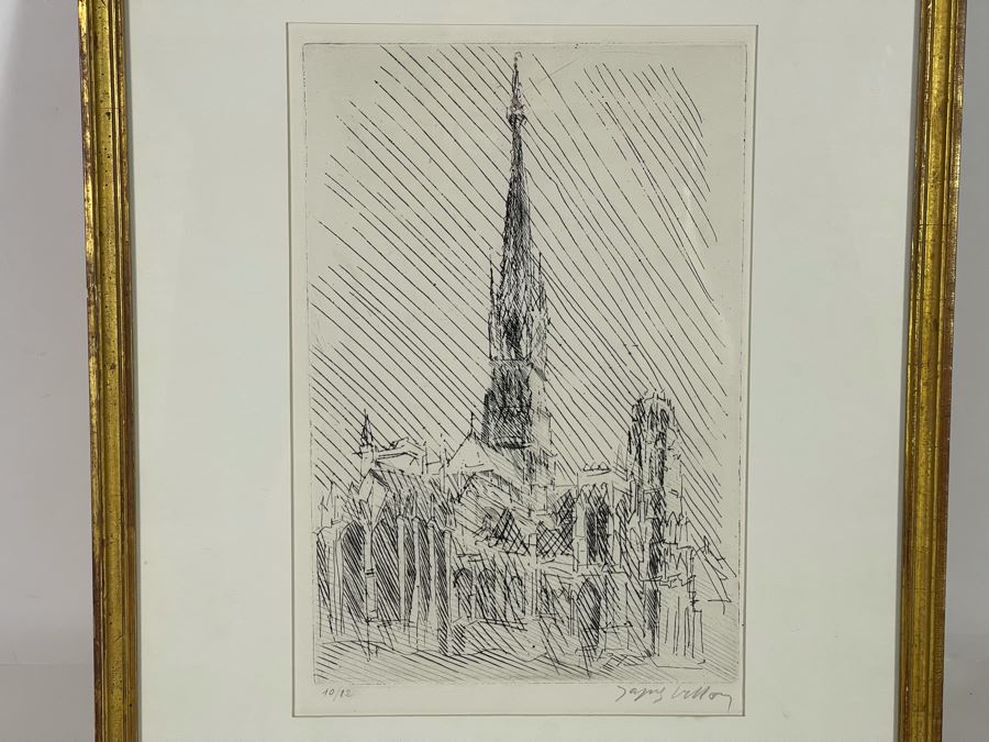 Jacques Villon (1875-1963) 1948 Limited Edition Cubism Etching Titled 'La Cathedrale De Rouen' 10 Of 12 Hand Signed Purchased In 1973 At M. Knoedler & Co New York, NY Framed 15.5 X 20.5 [Photo 6]