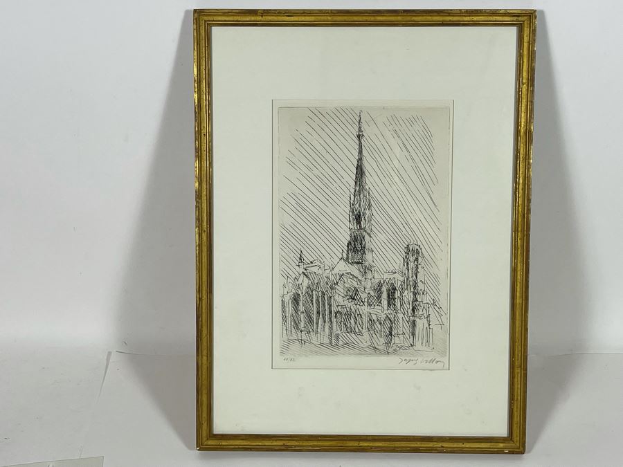 Jacques Villon (1875-1963) 1948 Limited Edition Cubism Etching Titled 'La Cathedrale De Rouen' 10 Of 12 Hand Signed Purchased In 1973 At M. Knoedler & Co New York, NY Framed 15.5 X 20.5 [Photo 3]