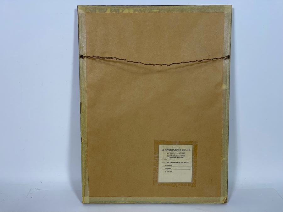 Jacques Villon (1875-1963) 1948 Limited Edition Cubism Etching Titled 'La Cathedrale De Rouen' 10 Of 12 Hand Signed Purchased In 1973 At M. Knoedler & Co New York, NY Framed 15.5 X 20.5 [Photo 17]