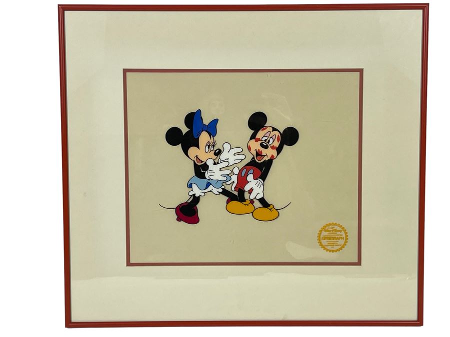 Limited Edition Serigraph Cel Titled 'Minnie Loves Mickey' By The Walt Disney Company Framed Frame Measures 18 X 16