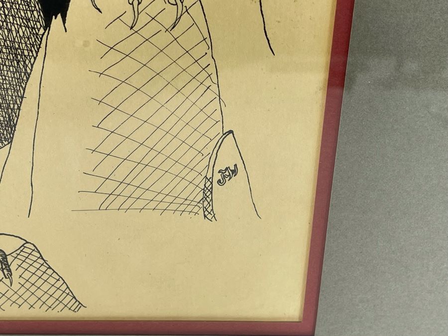 Original Ink Drawing Of Dragon Framed Frame Measures 19 X 23 [Photo 6]