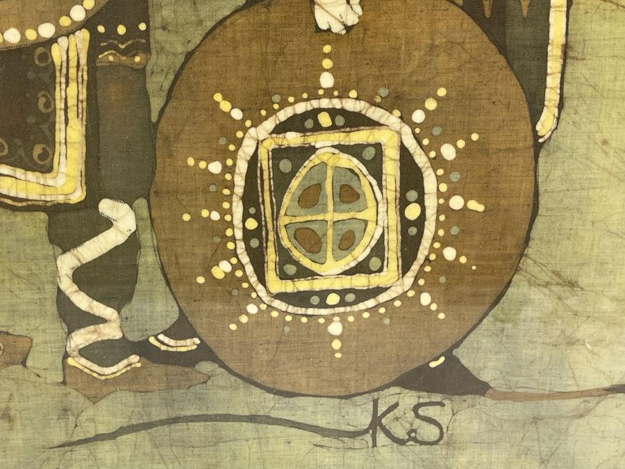 Vintage 1970s Original Icelandic Batik Painting Framed Signed KS 25.5 X 34 [Photo 8]