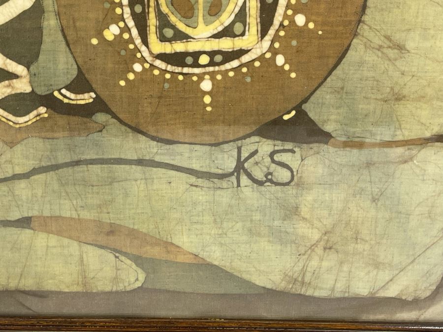 Vintage 1970s Original Icelandic Batik Painting Framed Signed KS 25.5 X 34 [Photo 9]