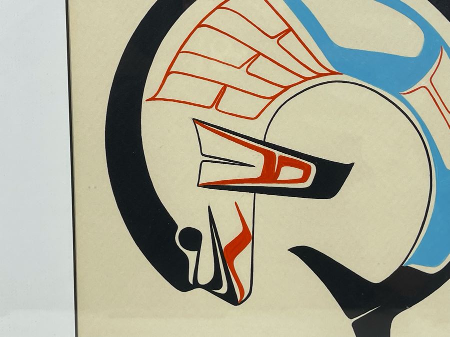 Vintage 1986 Ben Houstie BC Ink Drawing Of Dolphin Framed Frame Measures 13 X 17 [Photo 5]