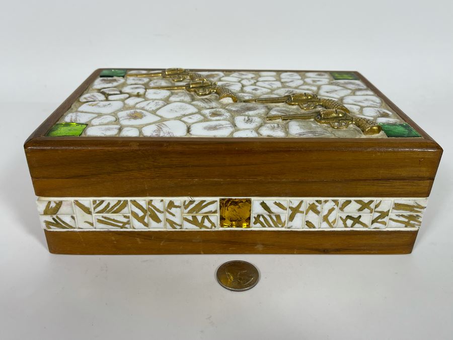 Vintage Handmade Box With Pistols On Top 9W X 6D X 3H [Photo 5]
