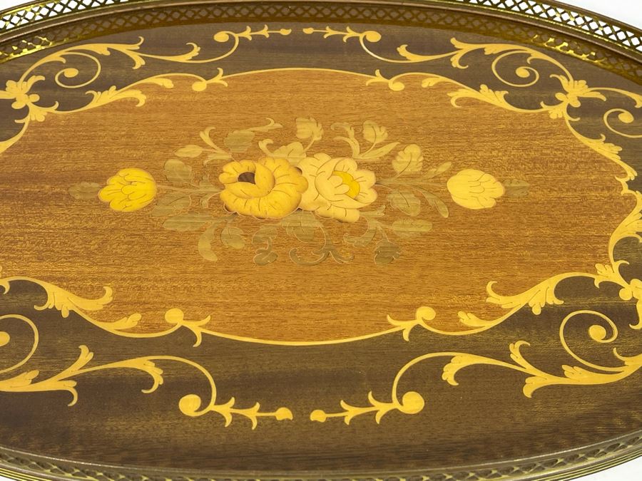 Italian Wooden Inlay Portable Serving Tray 20 X 12 [Photo 5]