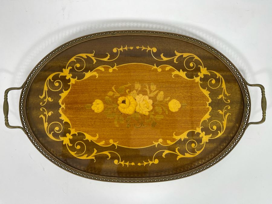 Italian Wooden Inlay Portable Serving Tray 20 X 12 [Photo 3]