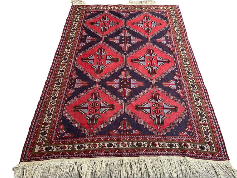 Vintage Hand-Knotted Wool Area Rug From Istanbul, Turkey 71 X 49.5