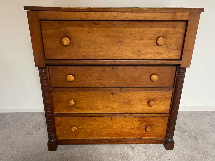 Antique Primitive Pine Wooden Chest Of Drawers Dresser 42W X 20D X 44H [Photo 4]