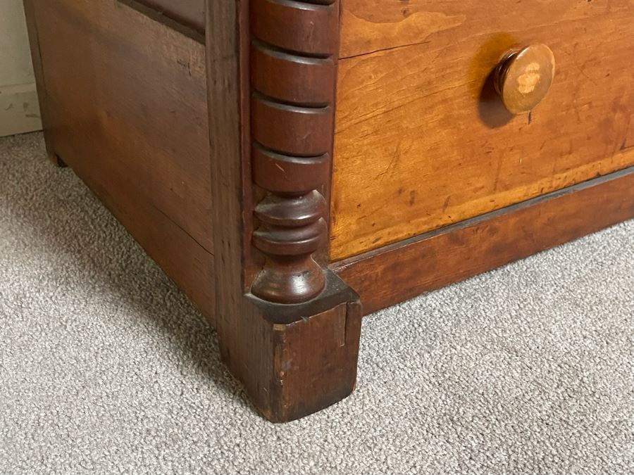 Antique Primitive Pine Wooden Chest Of Drawers Dresser 42W X 20D X 44H [Photo 9]