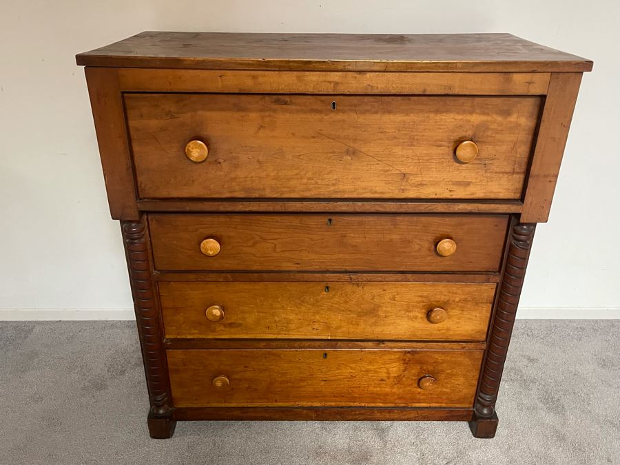 Antique Primitive Pine Wooden Chest Of Drawers Dresser 42W X 20D X 44H [Photo 6]