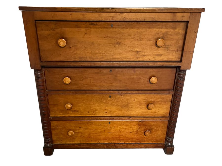 Antique Primitive Pine Wooden Chest Of Drawers Dresser 42W X 20D X 44H [Photo 2]