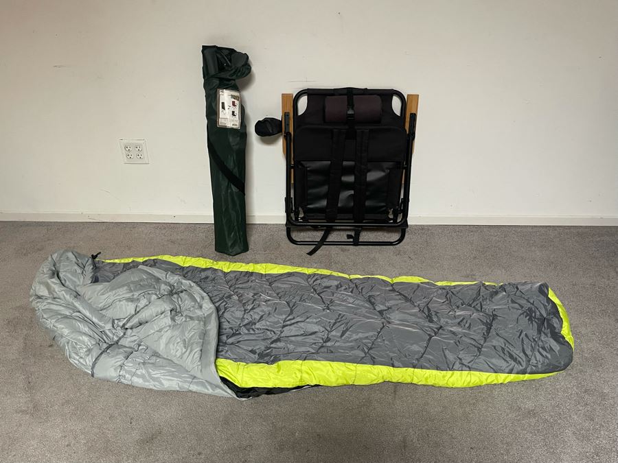 Camping Lot: Sleeping Bag, Folding Backpack Chair And Portable Bazaar Chair [Photo 3]