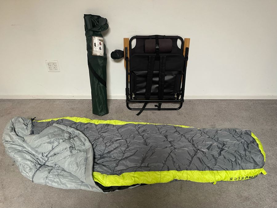 Camping Lot: Sleeping Bag, Folding Backpack Chair And Portable Bazaar Chair [Photo 2]