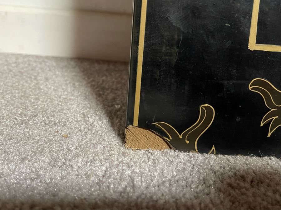 Large Chinese 6-Panel Wooden Screen With Relief Carved Semi-Precious Stones (Some Damage At Bottom / Panels Have Been Cut At Bottom) 96W X 58H - See Photos [Photo 24]