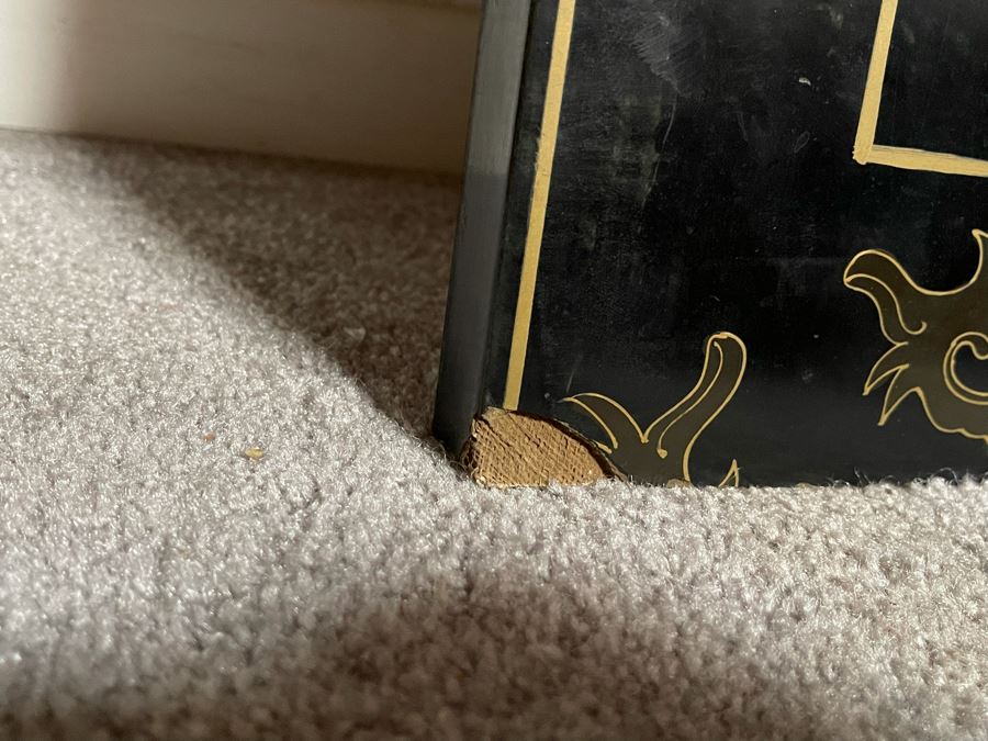 Large Chinese 6-Panel Wooden Screen With Relief Carved Semi-Precious Stones (Some Damage At Bottom / Panels Have Been Cut At Bottom) 96W X 58H - See Photos [Photo 25]