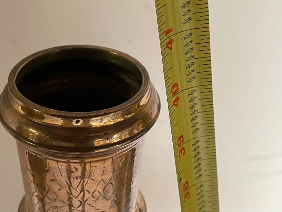 Vintage Large Pair Of Moroccan Brass Altar Candle Holders 48H And 41H Weighs 22 Pounds [Photo 10]