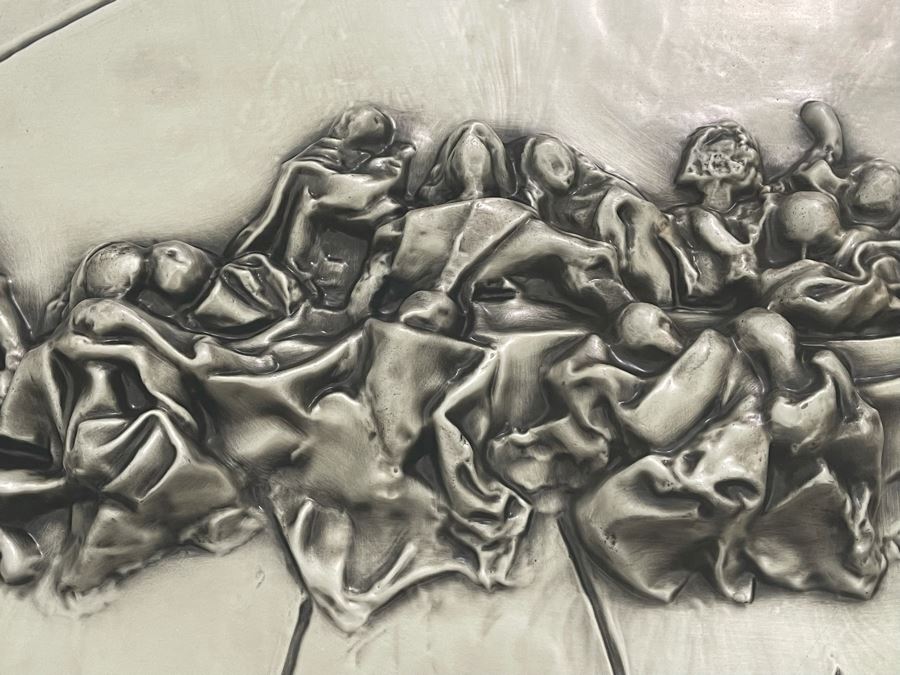 Salvador Dali (1904-1989) Bas Relief Sculpture Titled 'The Last Supper' With Silver Patina Limited Edition I 57/175 In Custom Shadowbox Frame 41 X 35 Appraised $10,750 In 1987 With Certificate Of Authenticity - See Photos [Photo 12]