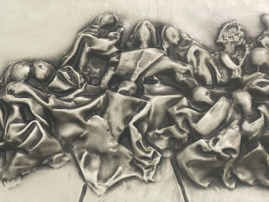 Salvador Dali (1904-1989) Bas Relief Sculpture Titled 'The Last Supper' With Silver Patina Limited Edition I 57/175 In Custom Shadowbox Frame 41 X 35 Appraised $10,750 In 1987 With Certificate Of Authenticity - See Photos [Photo 8]