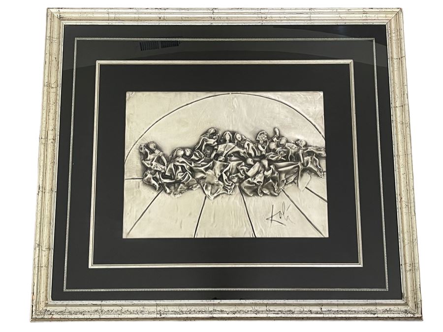 Salvador Dali (1904-1989) Bas Relief Sculpture Titled 'The Last Supper' With Silver Patina Limited Edition I 57/175 In Custom Shadowbox Frame 41 X 35 Appraised $10,750 In 1987 With Certificate Of Authenticity - See Photos [Photo 2]