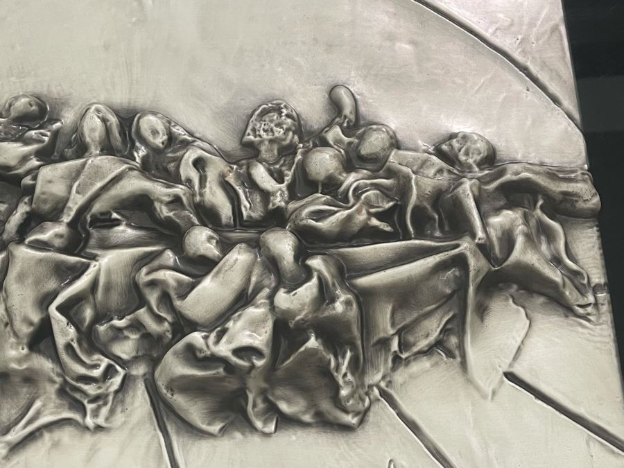 Salvador Dali (1904-1989) Bas Relief Sculpture Titled 'The Last Supper' With Silver Patina Limited Edition I 57/175 In Custom Shadowbox Frame 41 X 35 Appraised $10,750 In 1987 With Certificate Of Authenticity - See Photos [Photo 13]