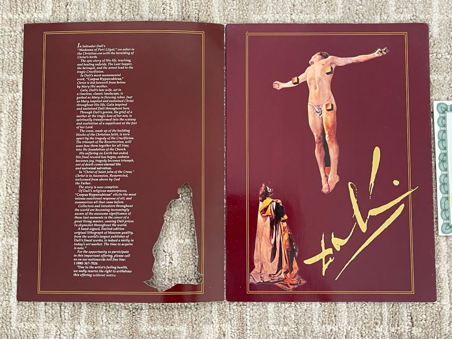 Salvador Dali (1904-1989) Hand Signed Lithograph Titled 'Corpus Hypercubicus' Limited Edition G 84/175 In Custom Frame 36 X 46 Appraised $4,800 In 1987 With Certificate Of Authenticity - See Photos [Photo 21]