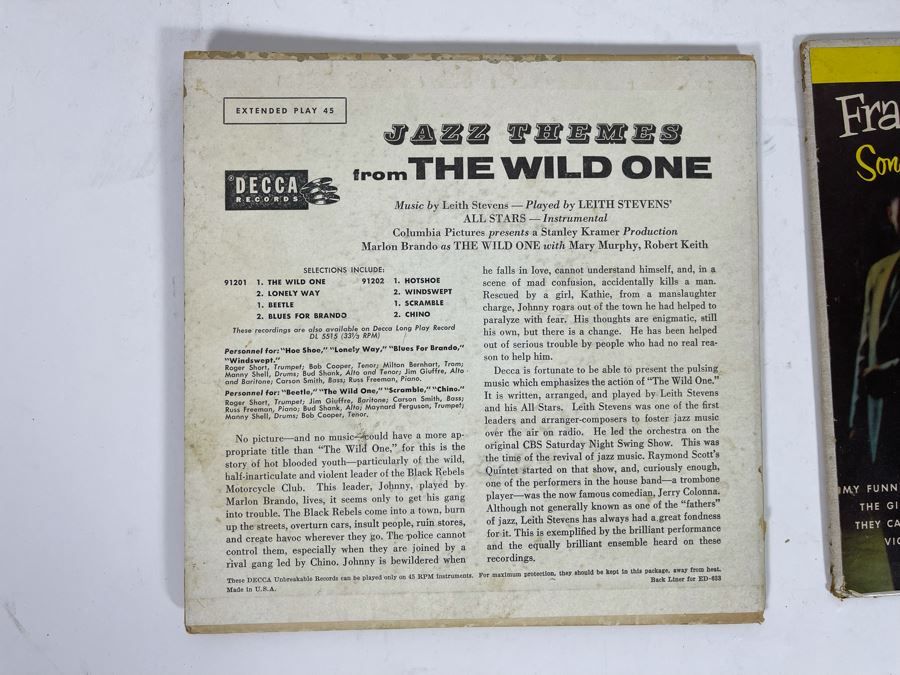 JUST ADDED - Marlon Brando In The Wild One And Frank Sinatra Songs For Young Lovers Extended Play Vinyl Records [Photo 6]