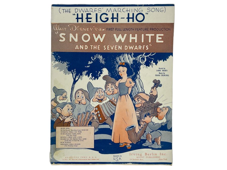 JUST ADDED - Sheet Music For Walt Disney's Snow White And The Seven Dwarfs Featuring Heigh-Ho Dwarfs' Marching Song