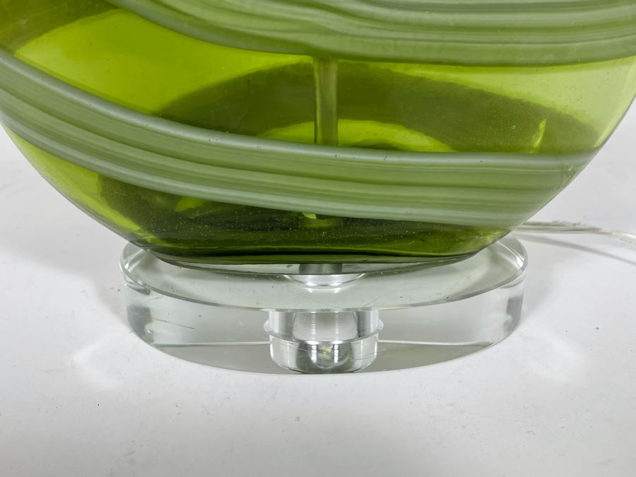 JUST ADDED - New Glass Table Lamp With Lucite Base 23H [Photo 4]