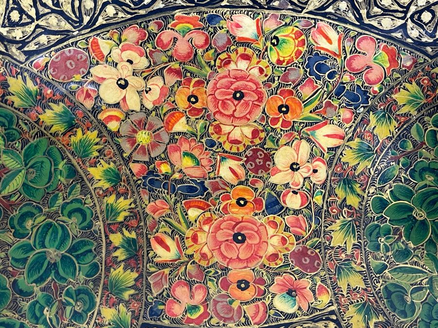 JUST ADDED - Impressive Hand Painted Indian Bowl 12R X 4.5H [Photo 12]