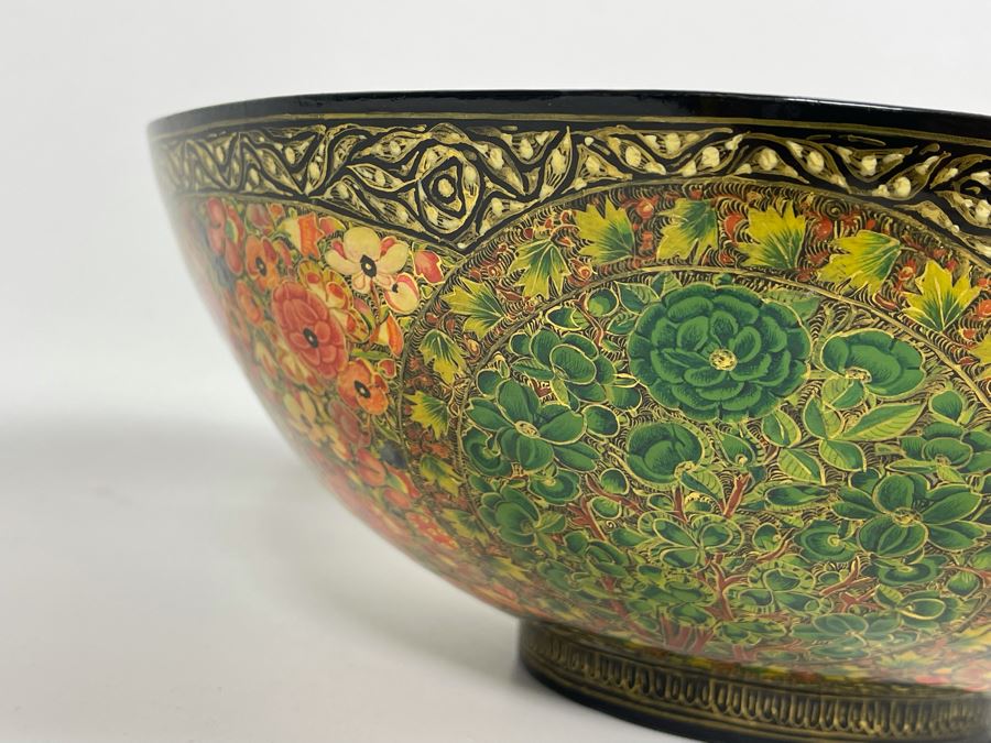 JUST ADDED - Impressive Hand Painted Indian Bowl 12R X 4.5H [Photo 17]
