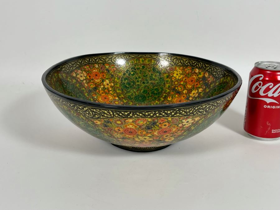 JUST ADDED - Impressive Hand Painted Indian Bowl 12R X 4.5H [Photo 3]