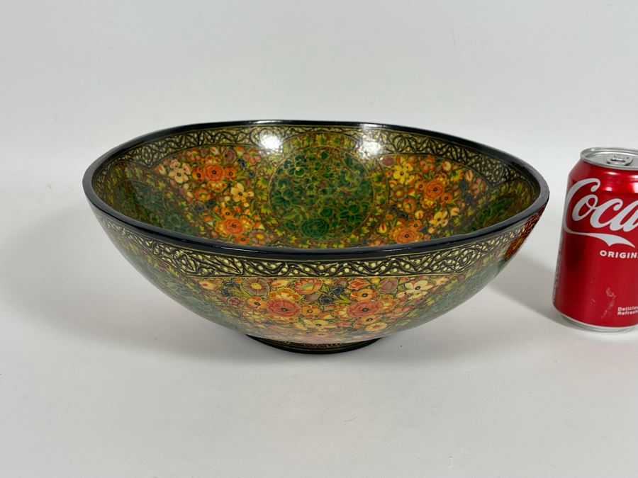 JUST ADDED - Impressive Hand Painted Indian Bowl 12R X 4.5H [Photo 2]