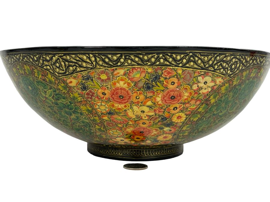 JUST ADDED - Impressive Hand Painted Indian Bowl 12R X 4.5H [Photo 1]